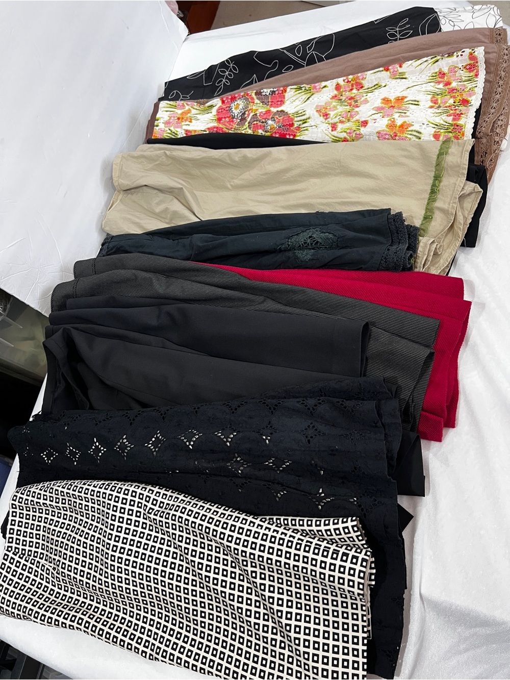 Lot of 13 Skirts DIY Fabrics Material Wool Silk Cotton Multiple Brands & Colors